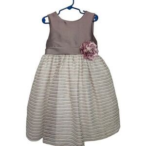 Laura Ashley London Girls Dresses, Taupe & Cream Sleeveless Tulle Dress, Sz 6